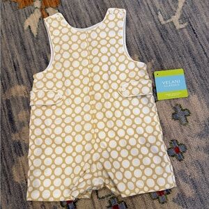 Velani Classics baby romper Jon Jon yellow and white polka dot NWT 18 months